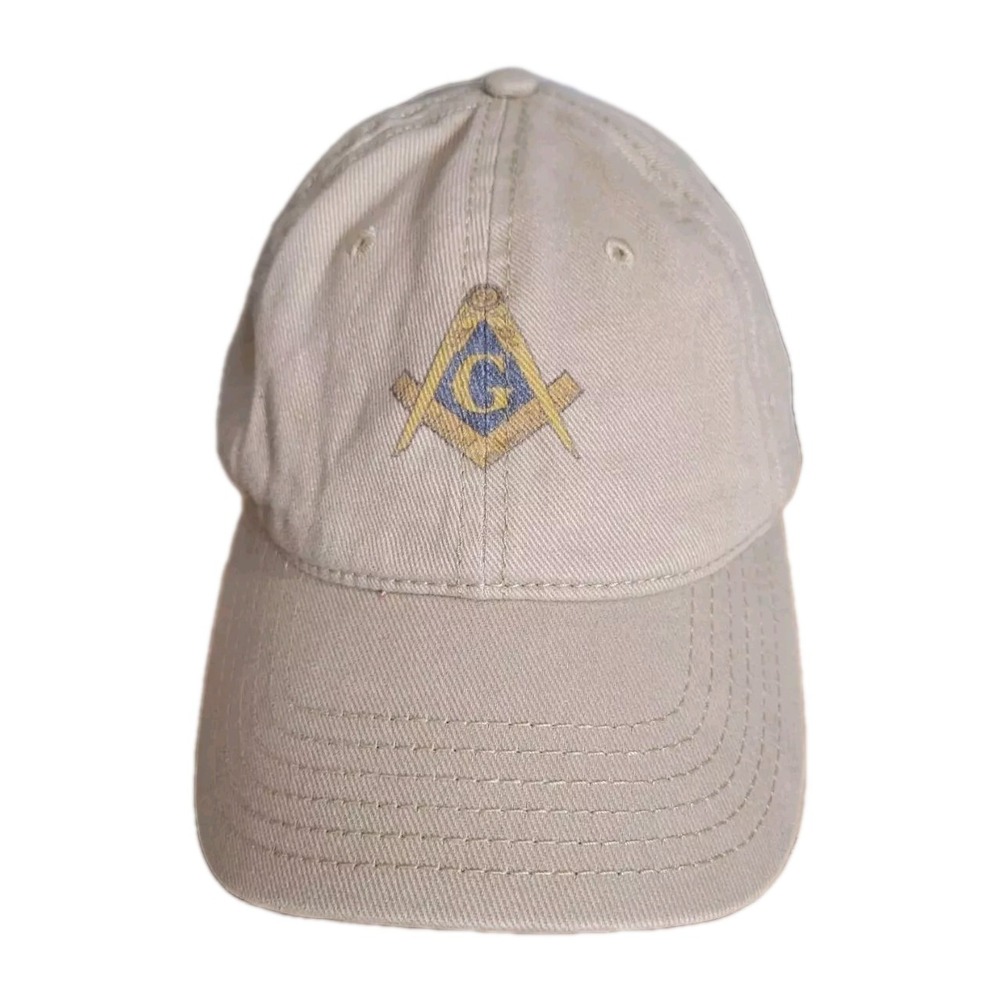 Otto Freemason Masonic Square and Compasses Tan Khaki‎ Baseball Cap Hat 18-253